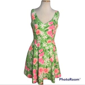 Lilly Pulitzer Freja pink, green and white floral sleeveless dress, size 6